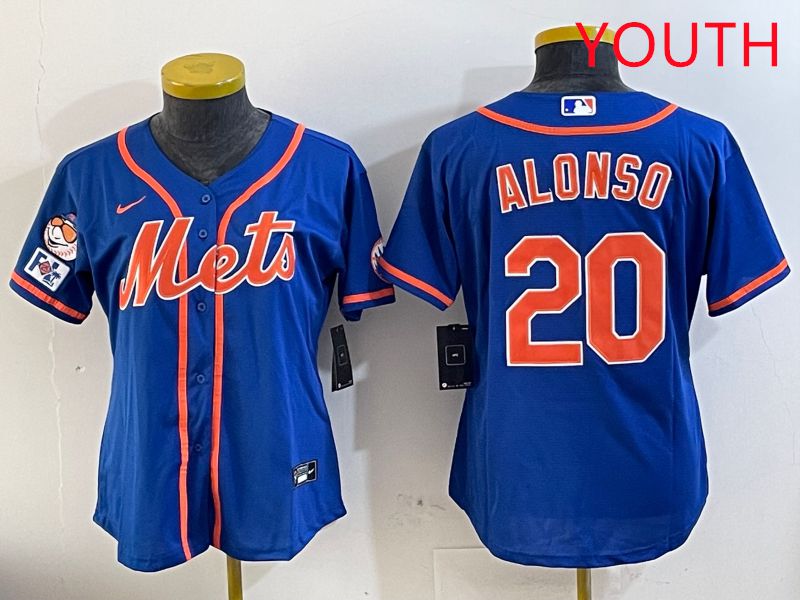 Youth New York Mets #20 Alonso Blue Game Fashion 2025 Nike MLB Jersey style 1